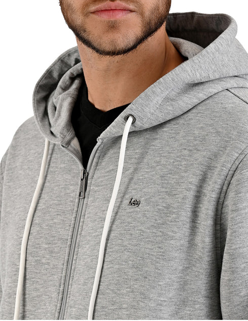 LEE sudadera hoodie gris para caballero con cierre y estampado en espalda.